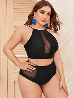 Women'S Solid Color Polyester Plus Size Swimwear