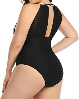 WomenS Vacation Fashion Simple Style Stripe Solid Color Polyester Plus Size Swimwearpicture11