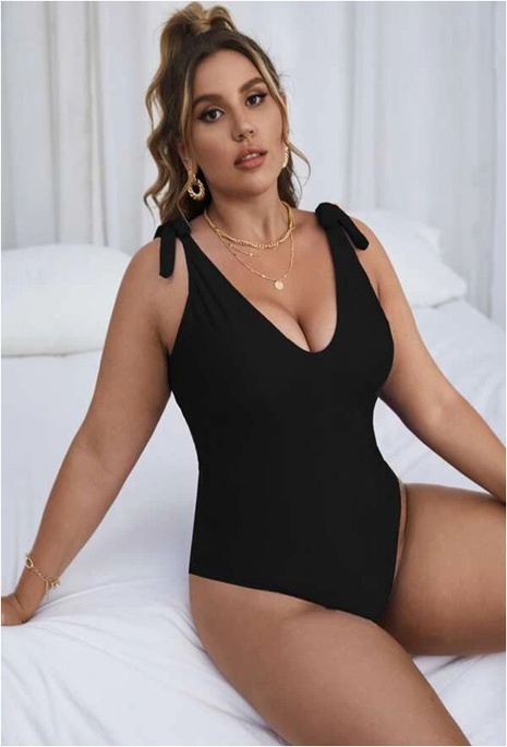 Women'S Fashion Simple Style Solid Color Polyester Plus Size Swimwear's discount tags