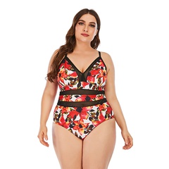Women'S Fashion Simple Style Ditsy Floral Polyester Plus Size Swimwear