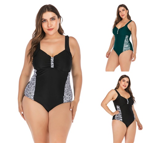 Femmes Mode Style Simple Impression Bande Polyester Plus la Taille Maillots De Bain's discount tags