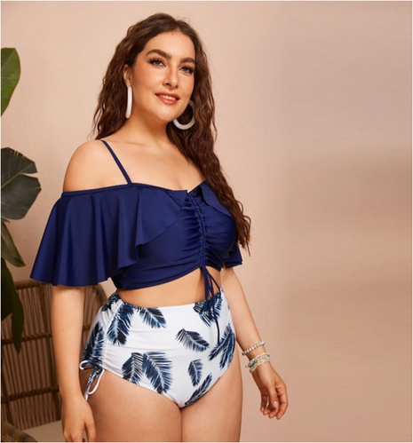 Women'S Solid Color Floral Polyester Plus Size Swimwear's discount tags