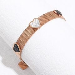 Vintage Style Heart Shape Stainless Steel Bangle Inlay Zircon Stainless Steel Bracelets 1 Piece