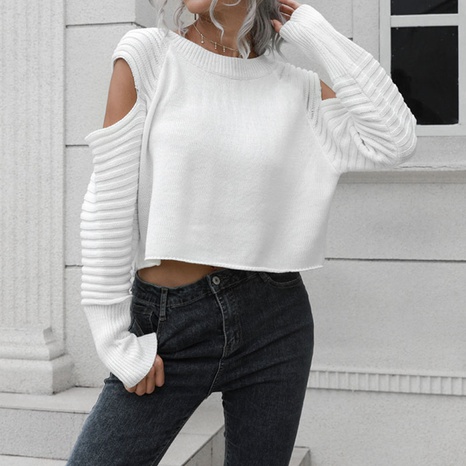Fashion Solid Color Acrylic Round Neck Long Sleeve Regular Sleeve Sweater's discount tags