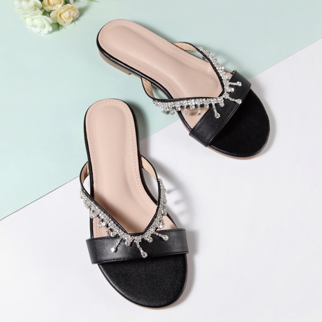 Women'S Fashion Solid Color Rhinestone Round Toe Fashion Sandals's discount tags