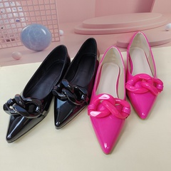 Women'S Fashion Solid Color Chain Point Toe Flats
