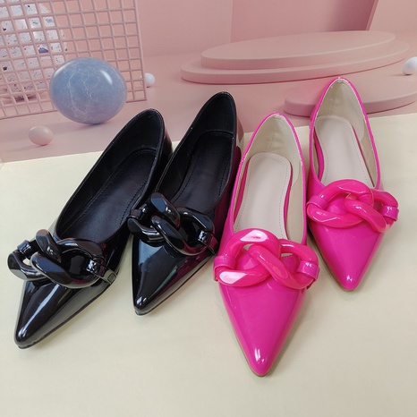 Women'S Fashion Solid Color Chain Point Toe Flats's discount tags