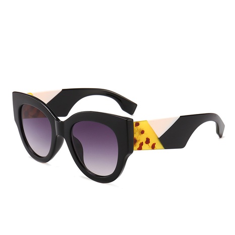 Women'S Fashion Color Block Resin Round Frame Full Frame Sunglasses's discount tags