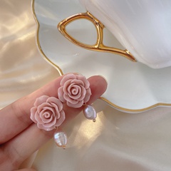 Simple Style Rose Alloy Pearl Drop Earrings