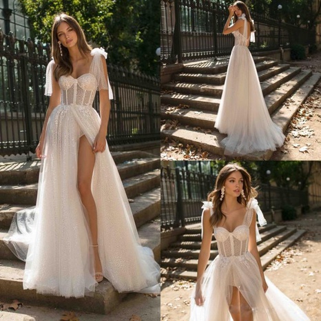 Elegant Mode Einfarbig U-Ausschnitt Ärmellos Rückenfrei Polyester Kleider Maxi Langes Kleid Weißes Kleid Party Kleid's discount tags