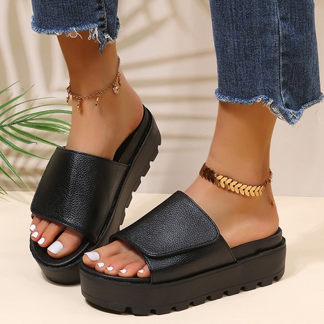 Women'S Casual Solid Color Round Toe Platform Sandals's discount tags