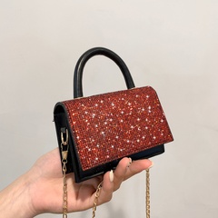 Women'S Mini All Seasons PU Leather Solid Color Fashion Sequins Square Magnetic Buckle Crossbody Bag