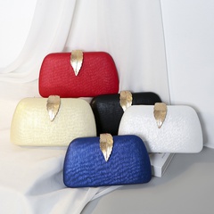 White Red Blue PU Leather Solid Color Shell Clutch Evening Bag