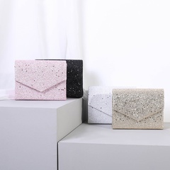White Black Pink PU Leather Solid Color Square Clutch Evening Bag