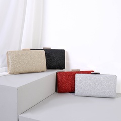 Red Black Gold PU Leather Solid Color Square Clutch Evening Bag