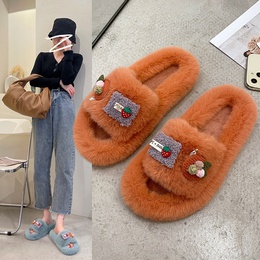 WomenS Casual Cartoon Emoroidery Round Toe Plush Slipperspicture11