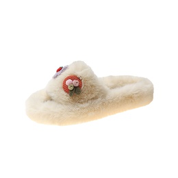 WomenS Casual Cartoon Emoroidery Round Toe Plush Slipperspicture10