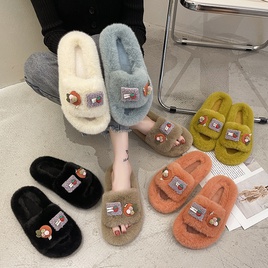 WomenS Casual Cartoon Emoroidery Round Toe Plush Slipperspicture16