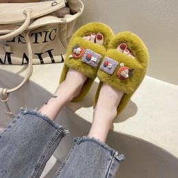 WomenS Casual Cartoon Emoroidery Round Toe Plush Slipperspicture9