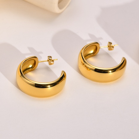 Simple Style C Shape Stainless Steel Ear Studs Plating Stainless Steel Earrings 1 Pair's discount tags