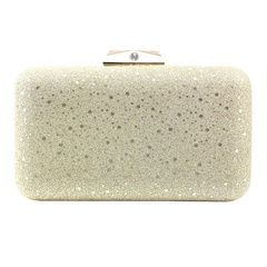 Gold Silver flash fabric Solid Color Sequins Square Clutch Evening Bag