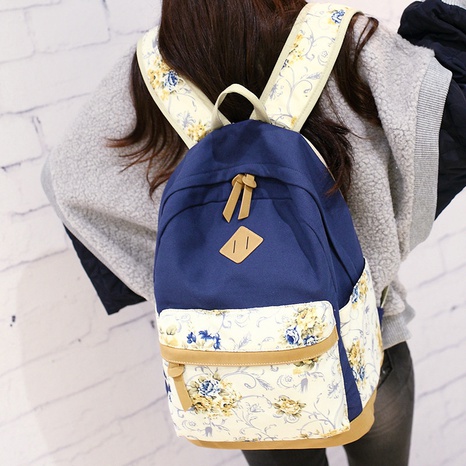Fashion Color Block Square Zipper Functional Backpack's discount tags
