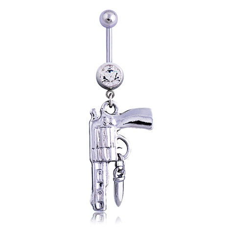 Fashion Pistol Stainless Steel Diamond Belly Ring's discount tags