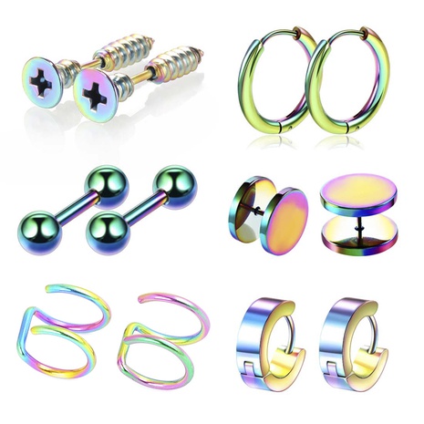 Fashion Geometric Metal Plating Ear Studs 1 Set's discount tags