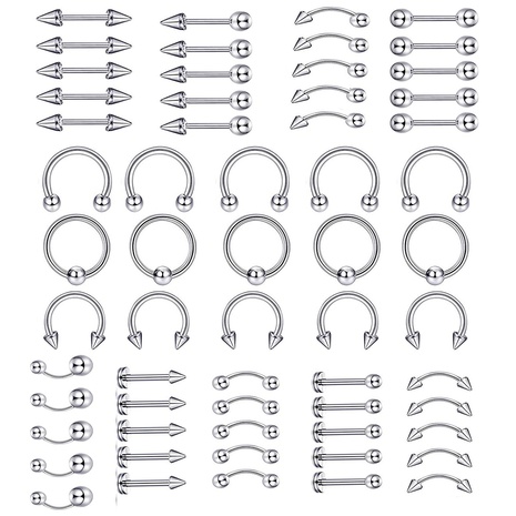 Basic C Shape Geometric Stainless Steel Plating Eyebrow Nails Nose Ring 1 Set's discount tags