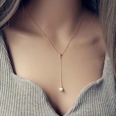 Simple Style Geometric Alloy Plating Pearl Necklace's discount tags
