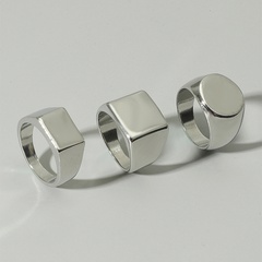 Hip-Hop Round Square Alloy Rings 1 Set