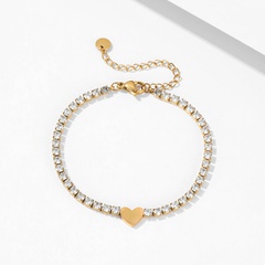 Simple Style Heart Shape Stainless Steel Bracelets Inlay Zircon Stainless Steel Bracelets 1 Piece