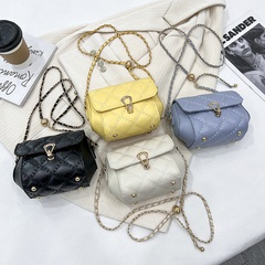 Women'S Small All Seasons PU Leather Lingge Fashion Square Lock clasp Crossbody Bag