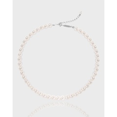 Retro Mode Einfacher Stil Geometrisch Einfarbig Sterling Silber Halskette Perlen Perle 925 silber Halsketten