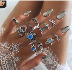 Fashion Flower Alloy Plating Inlay Crystal Rings 1 Set