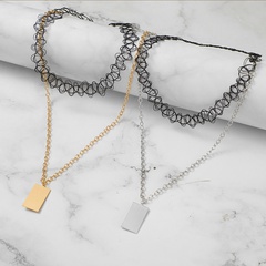 Simple Style Rectangle Alloy Plating Lace Pendant Necklace Choker