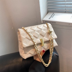 Women'S Small All Seasons PU Leather Lingge Fashion Chain Square Lock clasp Crossbody Bag