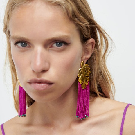 Fashion Leaf Resin Tassel Drop Earrings 1 Pair's discount tags