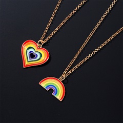 Cute Rainbow Heart Shape Alloy Enamel Plating Women'S Pendant Necklace 1 Piece