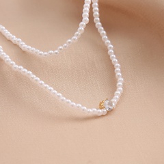 Fashion Solid Color Alloy Bracelets Pearl Plating Inlay Rhinestones Pearl Necklaces