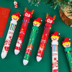 Creative press cartoon Christmas ten-color plastic ballpoint pen