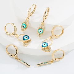 Fashion Devil'S Eye Copper Drop Earrings Enamel Inlay Zircon Copper Earrings