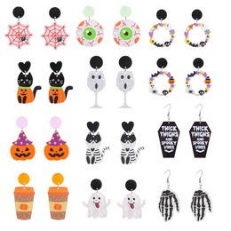 Fashion Pumpkin Letter Ghost Arylic Patchwork Earringspicture13