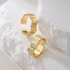Mode Geometrisch Kupfer Offener Ring Vergoldet Zirkon Kupfer Ringe