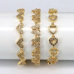 Simple Style Heart Shape Butterfly Copper Bracelets Inlay Zircon Copper Bracelets 1 Piece