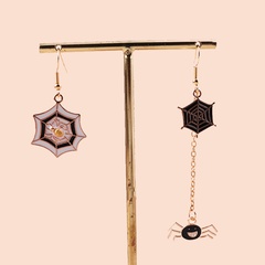 Cool Style Spider Spider Web Alloy Asymmetrical Women'S Drop Earrings 1 Pair