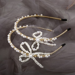 Fairy Style Bow Knot Iron Inlay Rhinestones Pearl Hair Band