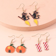 Cute Pumpkin Cat Candy Alloy Enamel Women'S Drop Earrings 1 Pair