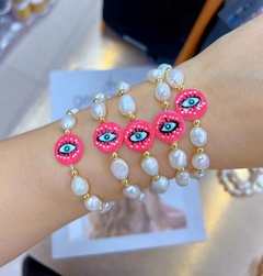 Bohémien Rond L'Oeil Du Diable Perle Artificielle Perle D'Imitation Bracelets Perlé Émail Perle Bracelets 1 Pièce