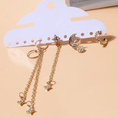 Simple Style Star Moon Alloy Tassel Plating Rhinestones Women'S Drop Earrings 4 Piece Set